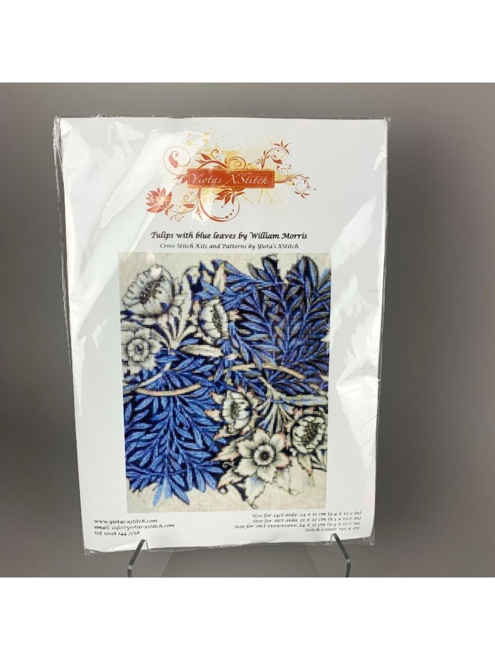 William Morris Tulips With Blue Leaves Cross Stitch Kit By Yiotas XStitch New